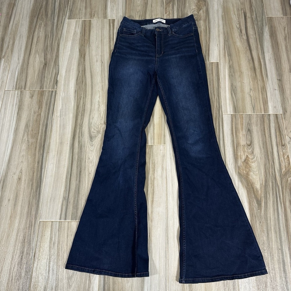 BKE Parker High Rise Super Flare Jeans Dark Wash SZ 26X33 Universal Fit Boho